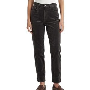 Vintage Lauren Ralph Lauren Dark Gray Velvet Tapered Pants 5 Pocket Jeans size 6